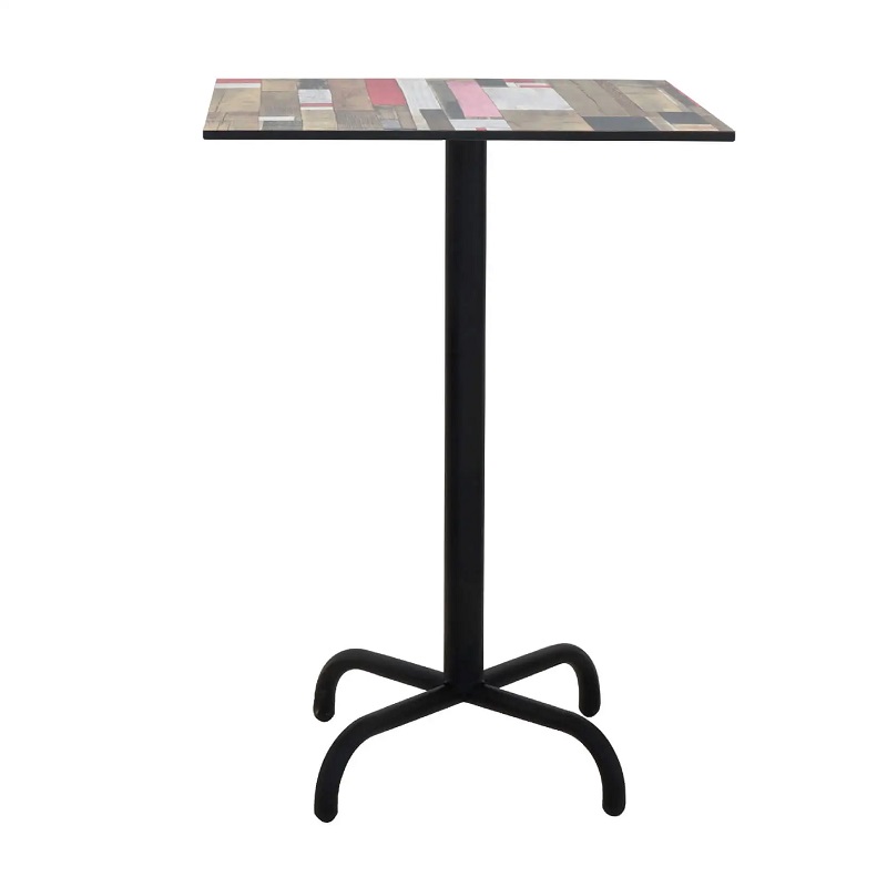 Table Haute 70×70 Cm Compact Socle Métallique Sotufab – Redden Wood – TPIZ049