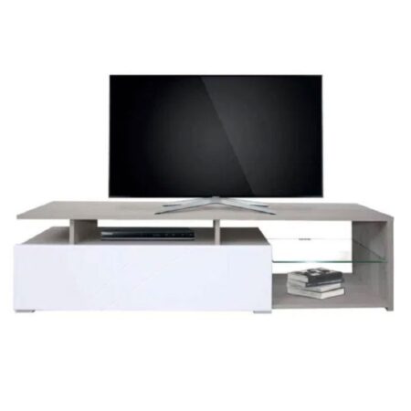 Table Tv Sotufab Oslo – Chène Brut & Blanc Brillant – TV085CB/BC Tunisie