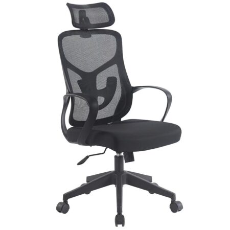 Chaise Directeur Alba Avec Accoudoirs Noir – Base Chrome Tunisie
