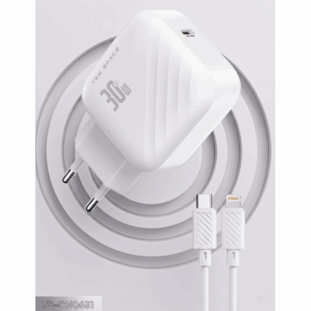 Chargeur Ten Space Type-C vers Lightning QC4 + PD30W Blanc – TS-CH0631-L Tunisie