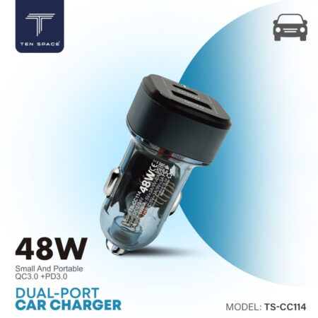 Chargeur Voiture Ten Space 48W Dual Port USB A + TYPE C – TS-CC114 Tunisie