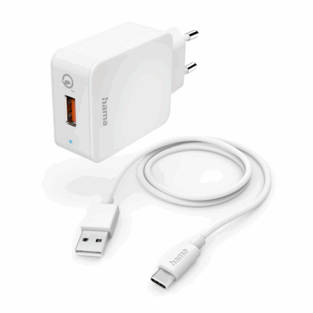 Chargeur rapide Hama avec câble de charge USB-C, 19,5 W, 1,5 m – 201626 Tunisie