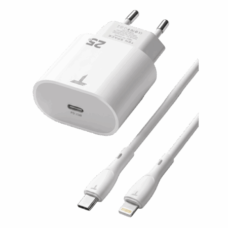 Chargeur rapide Ten Space 25W USB TYPE C – Lightning PD3.0 Blanc – TS-CH0121-L Tunisie