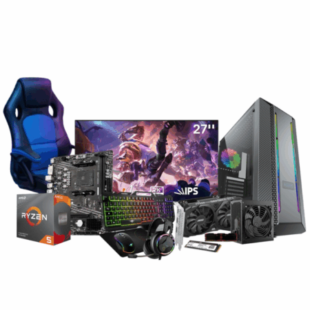 Full SetUp Gamer V1 / Pc de Bureau Amd Ryzen 5 8Go 256 SSD RTX3050 6Go / Ecran 27&Prime;/ Pack Gaming Spirit of Gamer / Chaise Gaming – Noir Tunisie