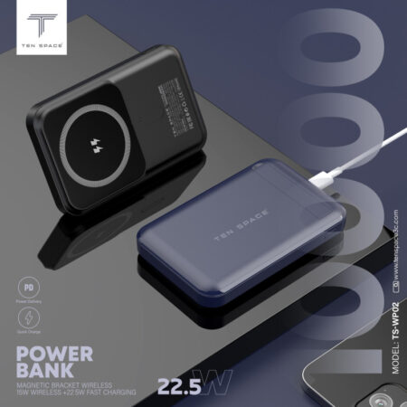Power Bank Ten Space 10000mAh 22.5W mag-wireless 15W Noir – TS-WP02 Tunisie