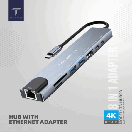 Station d&rsquo;accueil Ten Space 8en1 Type-C PD 3.0 100W – TS-HUB03 Tunisie