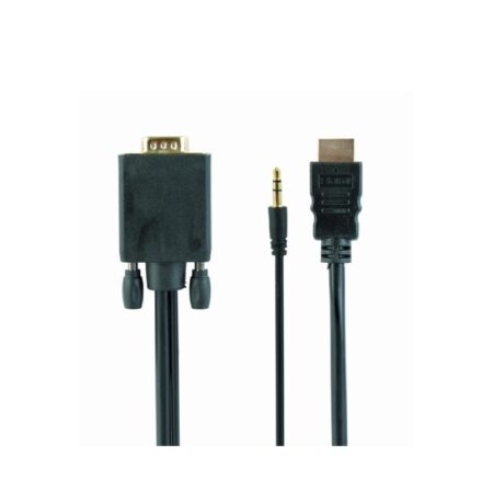Adaptateur GEMBIRD HDMI Male vers VGA Femelle 1,8M Avec Audio – Noir – A-HDMI-VGA-03-6 Tunisie