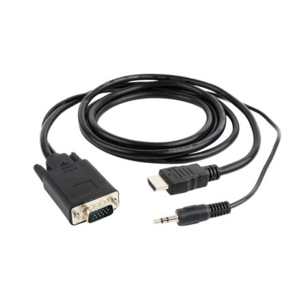 Adaptateur GEMBIRD HDMI Male vers VGA Femelle 1,8M Avec Audio – Noir – A-HDMI-VGA-03-6 Tunisie
