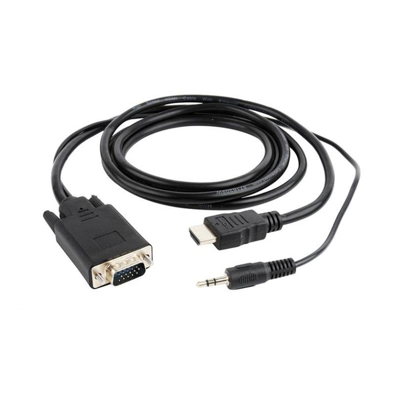 Adaptateur GEMBIRD HDMI Male vers VGA Femelle 1,8M Avec Audio – Noir – A-HDMI-VGA-03-6