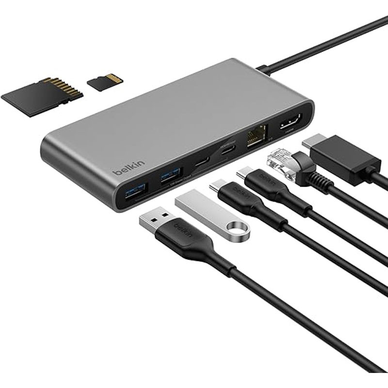 Hub Belkin Usb Multiport 8-en-1 – Gris – INC024HQSGY