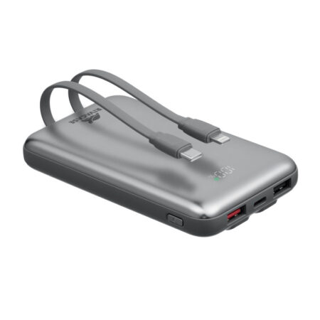Power Bank RivaCase 10000 mAh Charge Ultra Rapide Pd 30w Avec 2 Câbles Intégrés – Gris – VA2611 Tunisie