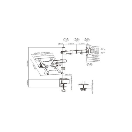 Support De Bureau Rotatif Gembird Pour Ecran 17&Prime; – 32&Prime; – MA-DA-03 Tunisie