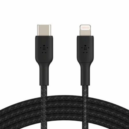 Câble Belkin Tressé USB-C vers Lightning 1 M – Noir – CAA004bt1MBK Tunisie