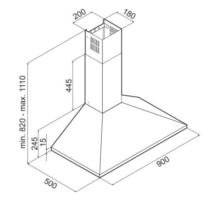 Hotte Pyramidale Focus F.905X 90 cm Inox Tunisie