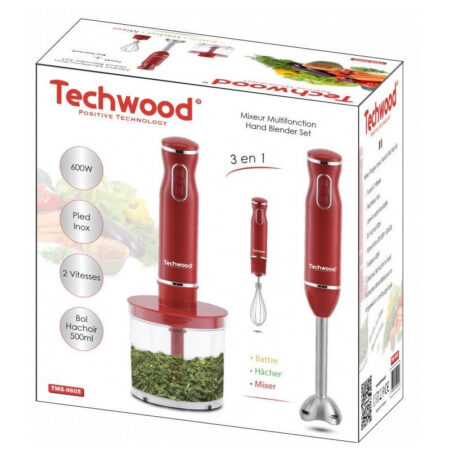 Mixeur Plongeant 3 en 1 Techwood 600 W TMS-9605 Rouge Tunisie