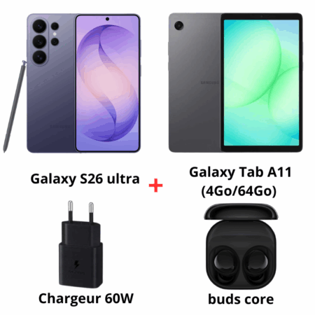 Pack Samsung Galaxy S26 Ultra Violet + Galaxy Tab A11 + Chargeur 60W  + Galaxy Buds Core – Pack-S26U-V Tunisie