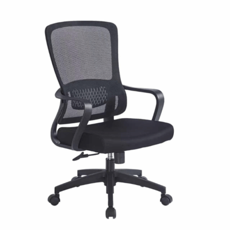 Chaise Bureau Nova avec Accoudoirs Noir  – Base Chrome Tunisie