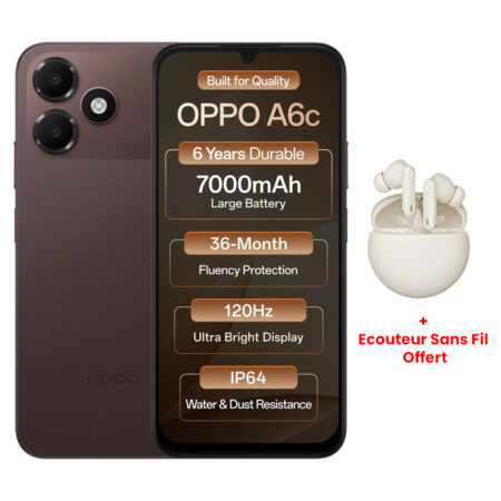 Smartphone Oppo A6C 4Go 128Go 4G – Marron Tunisie